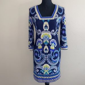 Laundry By Shelli Segal Blue Paisley Print Dress